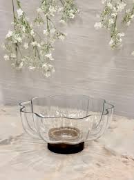 saladier en verre avec support en bois d’acacia, Ø 24cm