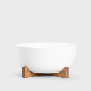 Plat en céramique avec support en acacia 28x14cm