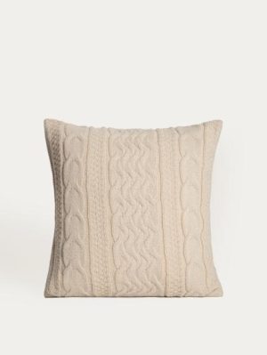 Coussin beige doux, tissage molletonné | 45 × 45 cm