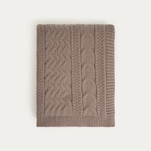 PLAID taupe doux avec une texture tricotée | 130x170 cm