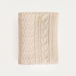 Couverture  beige doux avec une texture tricotée | 130x170 cm |