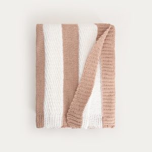 PLAID  chenille rayée beige | 130x170 cm