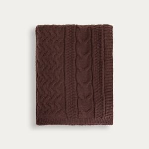 PLAID  chocolat  doux avec une texture tricotée | 130x170 cm |