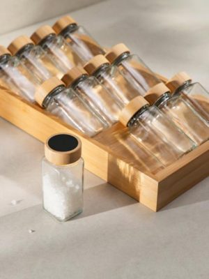 Ensemble d'épices  dans une boîte en bambou | 12 x 110 ml